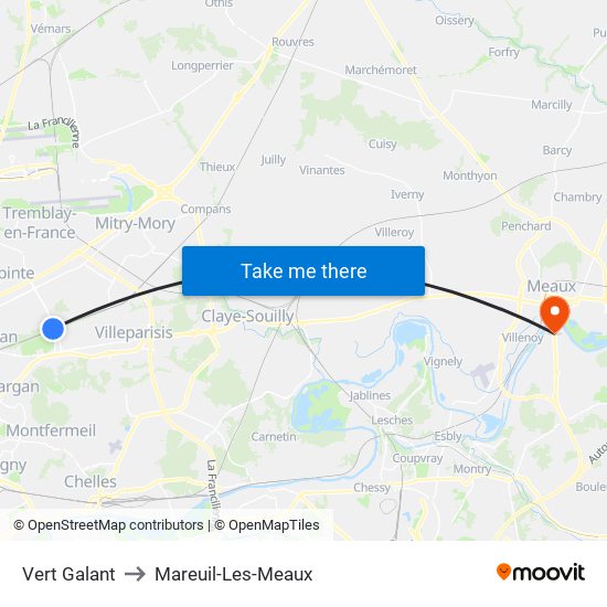 Vert Galant to Mareuil-Les-Meaux map