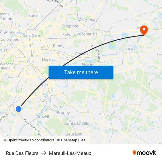 Rue Des Fleurs to Mareuil-Les-Meaux map