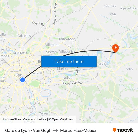 Gare de Lyon - Van Gogh to Mareuil-Les-Meaux map