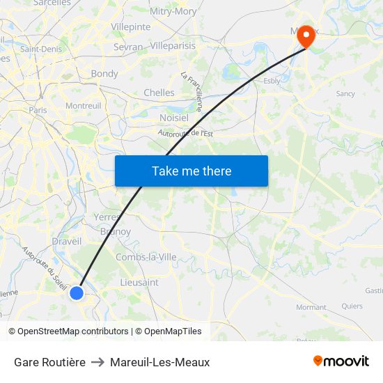 Gare Routière to Mareuil-Les-Meaux map