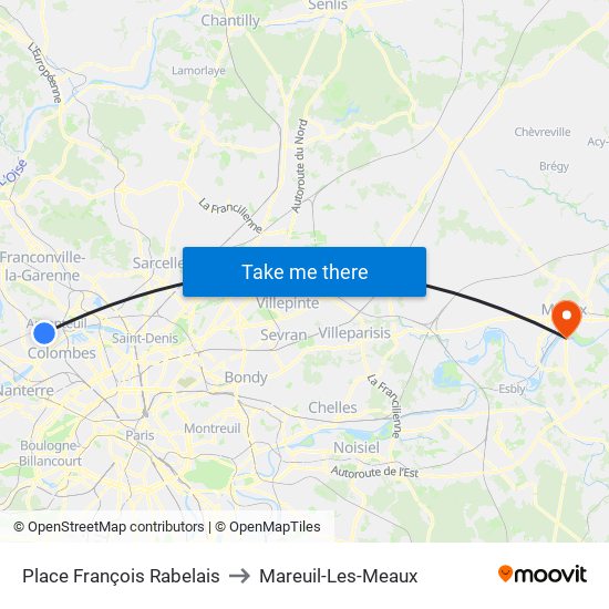 Place François Rabelais to Mareuil-Les-Meaux map