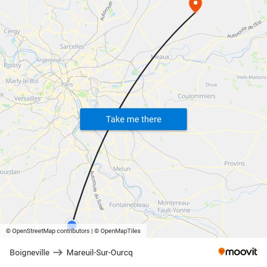 Boigneville to Mareuil-Sur-Ourcq map