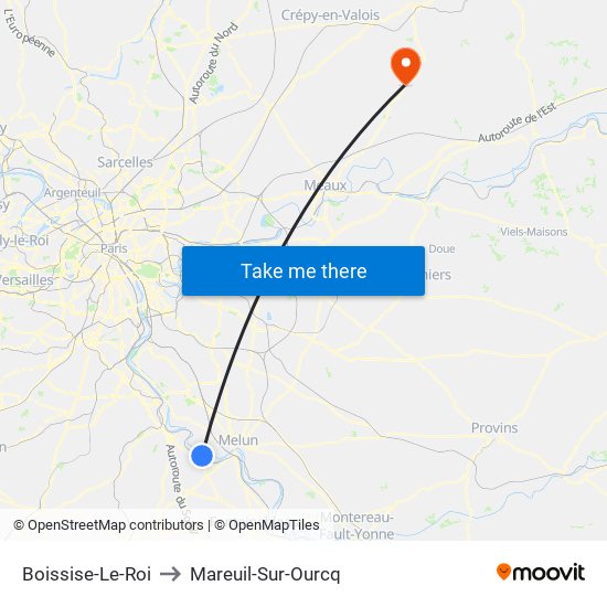 Boissise-Le-Roi to Mareuil-Sur-Ourcq map