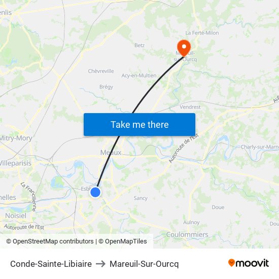 Conde-Sainte-Libiaire to Mareuil-Sur-Ourcq map