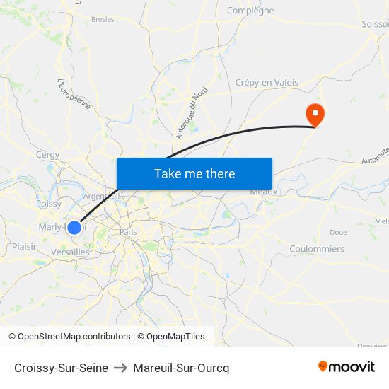 Croissy-Sur-Seine to Mareuil-Sur-Ourcq map