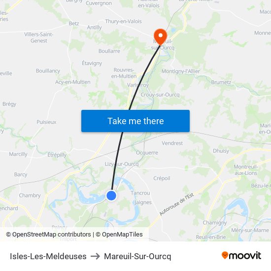 Isles-Les-Meldeuses to Mareuil-Sur-Ourcq map