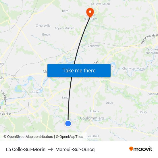 La Celle-Sur-Morin to Mareuil-Sur-Ourcq map