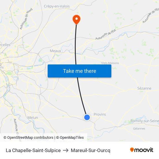 La Chapelle-Saint-Sulpice to Mareuil-Sur-Ourcq map
