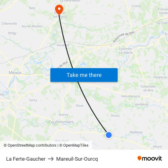 La Ferte-Gaucher to Mareuil-Sur-Ourcq map