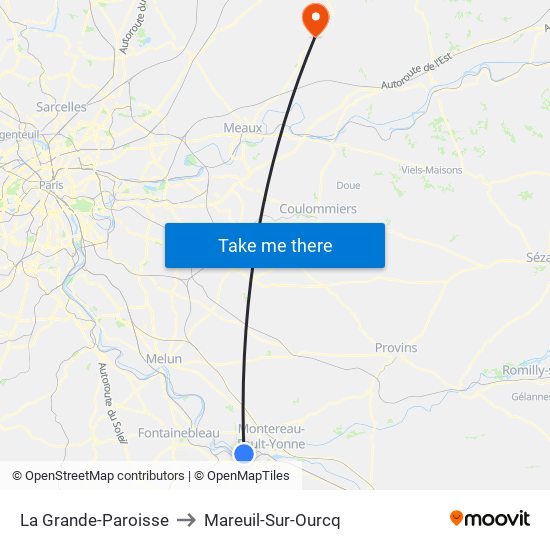 La Grande-Paroisse to Mareuil-Sur-Ourcq map
