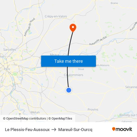 Le Plessis-Feu-Aussoux to Mareuil-Sur-Ourcq map