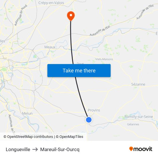 Longueville to Mareuil-Sur-Ourcq map