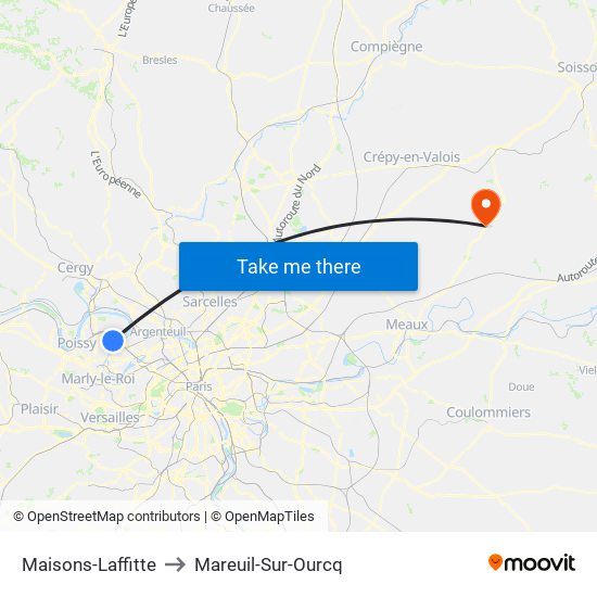 Maisons-Laffitte to Mareuil-Sur-Ourcq map