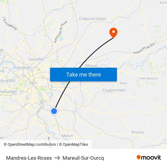 Mandres-Les-Roses to Mareuil-Sur-Ourcq map