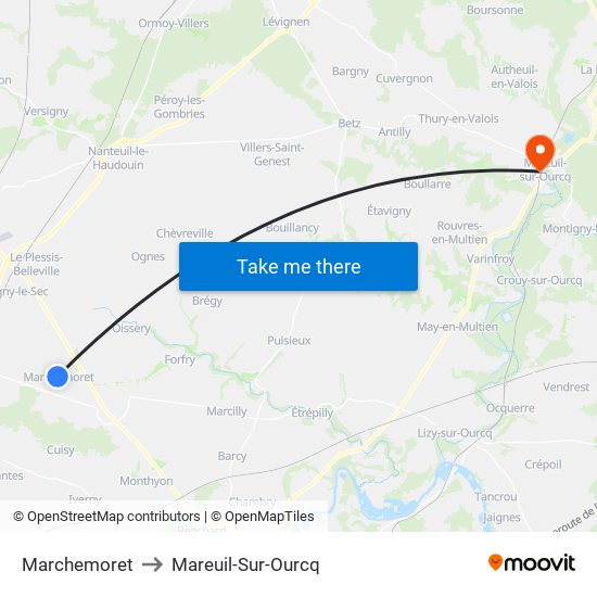 Marchemoret to Mareuil-Sur-Ourcq map