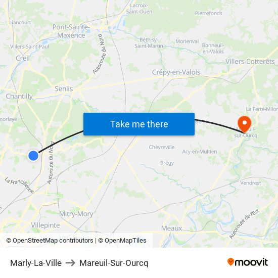 Marly-La-Ville to Mareuil-Sur-Ourcq map