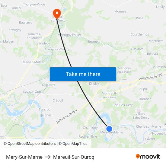 Mery-Sur-Marne to Mareuil-Sur-Ourcq map