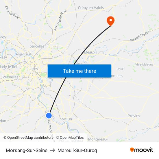 Morsang-Sur-Seine to Mareuil-Sur-Ourcq map