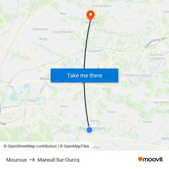 Mouroux to Mareuil-Sur-Ourcq map