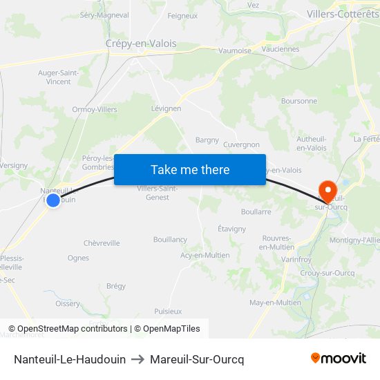 Nanteuil-Le-Haudouin to Mareuil-Sur-Ourcq map