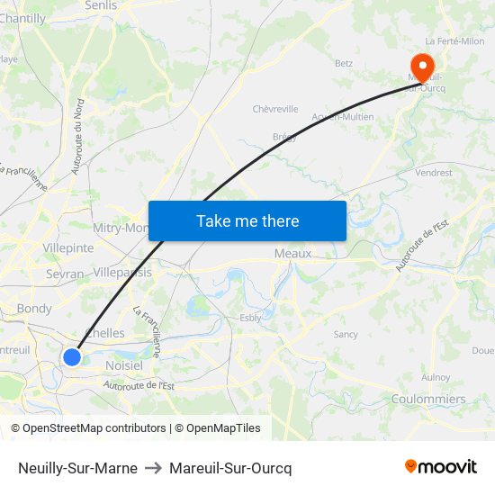 Neuilly-Sur-Marne to Mareuil-Sur-Ourcq map