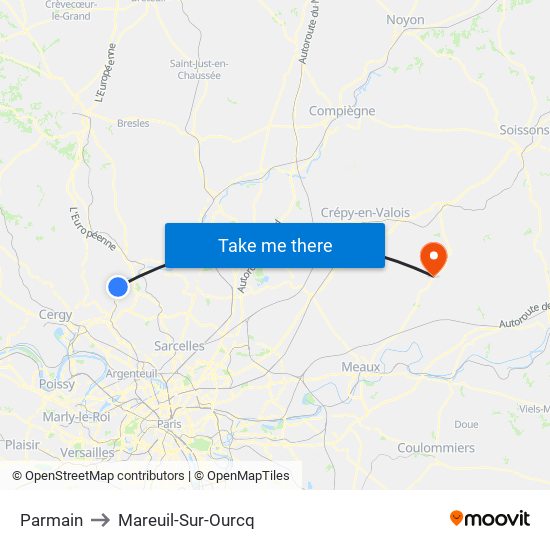 Parmain to Mareuil-Sur-Ourcq map