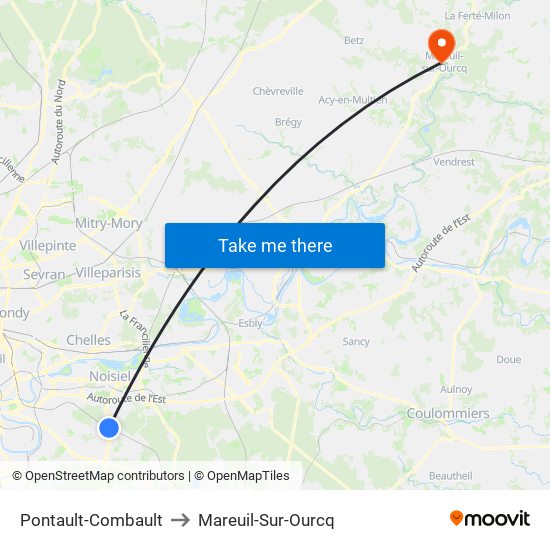 Pontault-Combault to Mareuil-Sur-Ourcq map