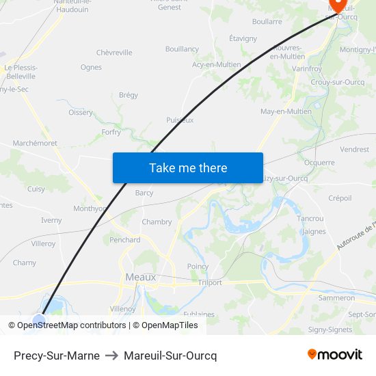 Precy-Sur-Marne to Mareuil-Sur-Ourcq map