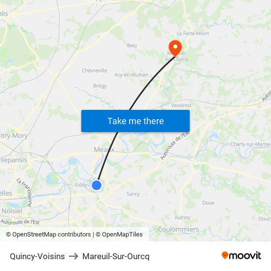 Quincy-Voisins to Mareuil-Sur-Ourcq map