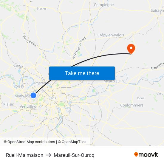 Rueil-Malmaison to Mareuil-Sur-Ourcq map