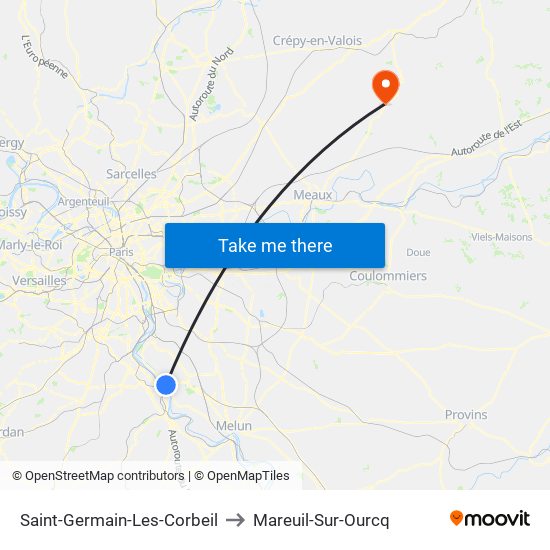 Saint-Germain-Les-Corbeil to Mareuil-Sur-Ourcq map