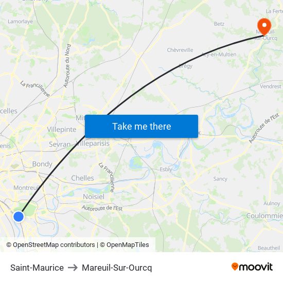 Saint-Maurice to Mareuil-Sur-Ourcq map