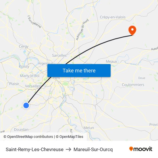 Saint-Remy-Les-Chevreuse to Mareuil-Sur-Ourcq map