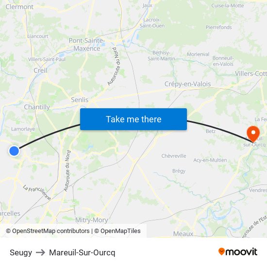 Seugy to Mareuil-Sur-Ourcq map