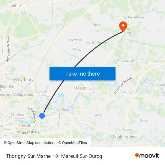 Thorigny-Sur-Marne to Mareuil-Sur-Ourcq map