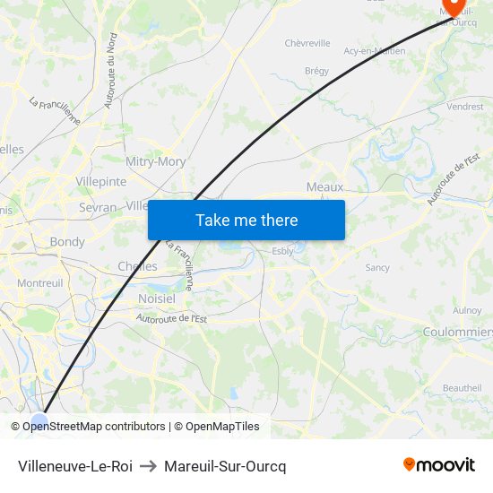 Villeneuve-Le-Roi to Mareuil-Sur-Ourcq map