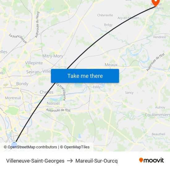 Villeneuve-Saint-Georges to Mareuil-Sur-Ourcq map