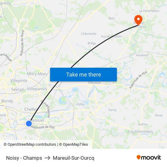 Noisy - Champs to Mareuil-Sur-Ourcq map