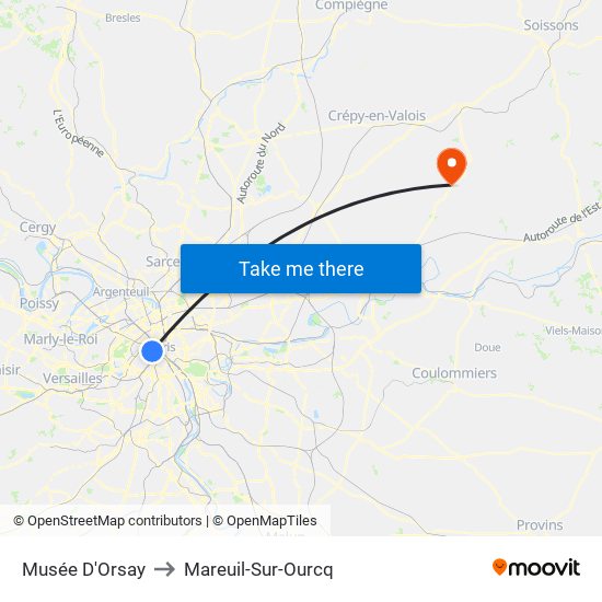 Musée D'Orsay to Mareuil-Sur-Ourcq map