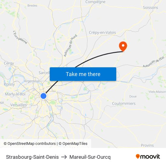 Strasbourg-Saint-Denis to Mareuil-Sur-Ourcq map