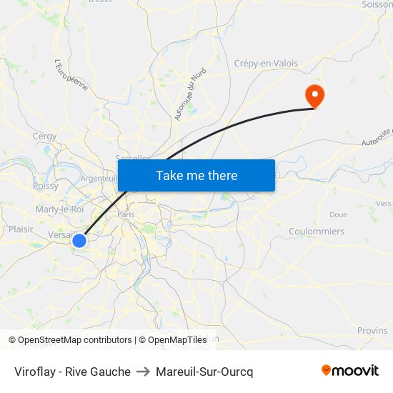 Viroflay - Rive Gauche to Mareuil-Sur-Ourcq map