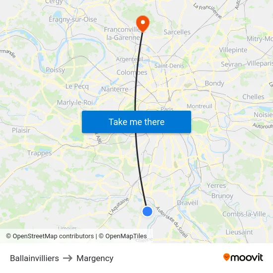 Ballainvilliers to Margency map