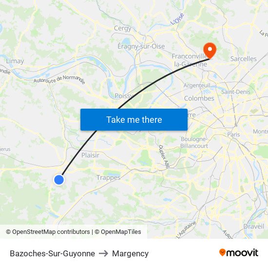 Bazoches-Sur-Guyonne to Margency map