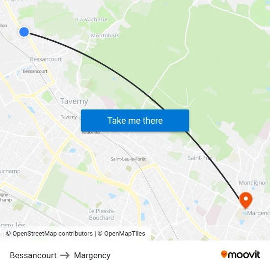 Bessancourt to Margency map