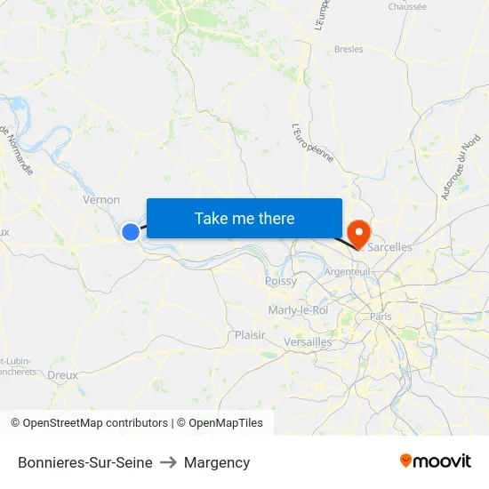 Bonnieres-Sur-Seine to Margency map