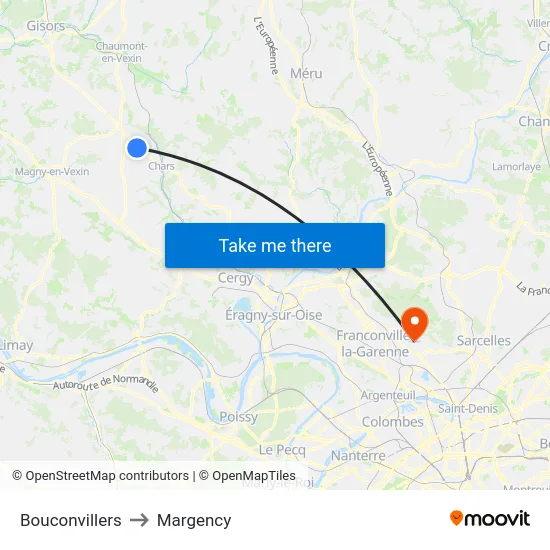 Bouconvillers to Margency map