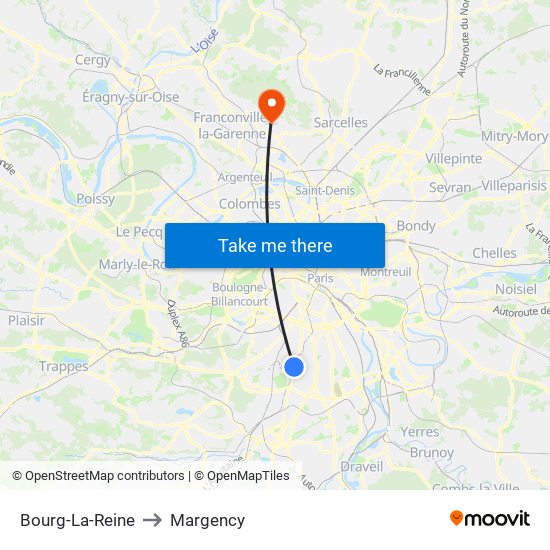 Bourg-La-Reine to Margency map