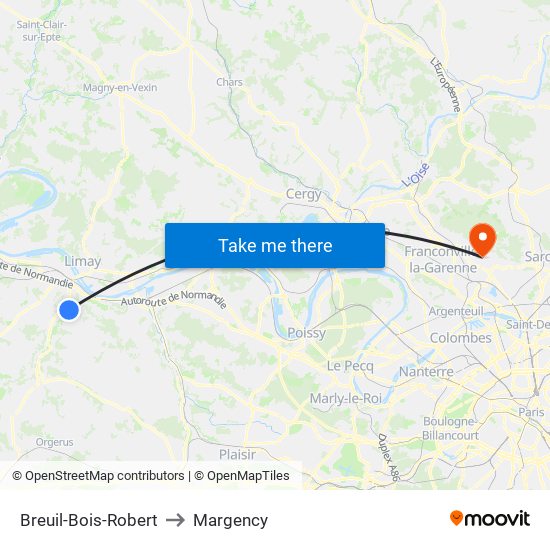 Breuil-Bois-Robert to Margency map