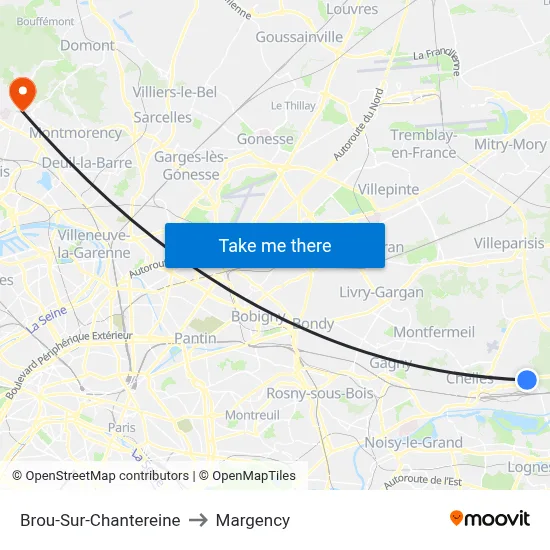 Brou-Sur-Chantereine to Margency map