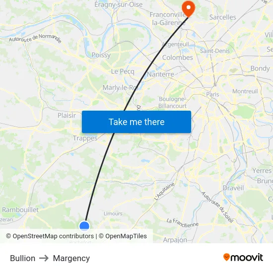 Bullion to Margency map